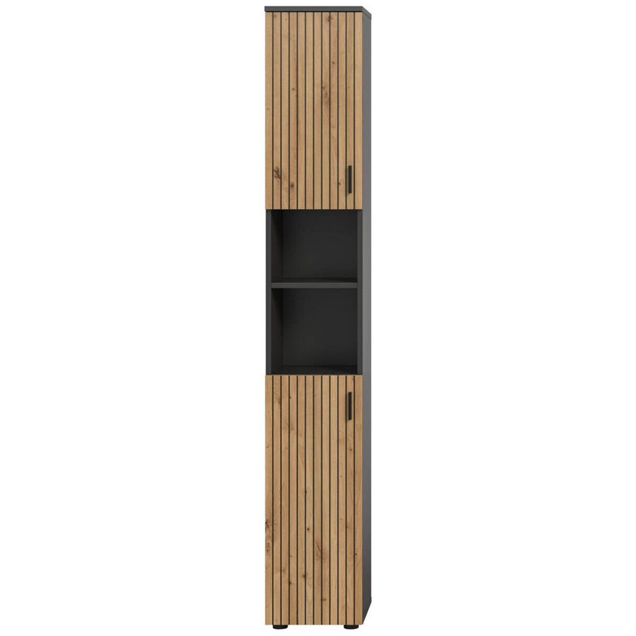 Badhochschrank Mone von xonox.home in Basalt Nachbildung Artisan Oak, Grau-Braun, B/H/T: 30 x 192 x 30 cm - Bild 2