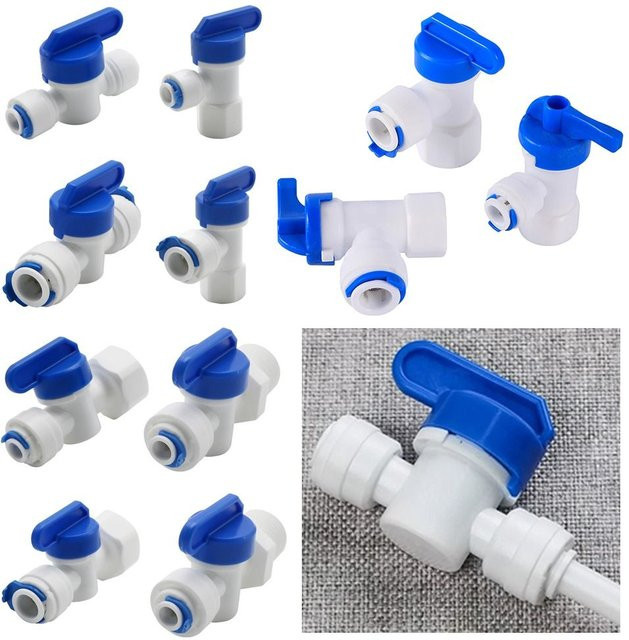 Kunststoff Kugelhahn mit Schlauch-Schnellkupplung und Innengewinde für Osmose-Aquarium Armaturen, Farbe: Weiß, Anschluss: 1/2 Zoll Innengewinde und 3/4 Zoll Kupplung - Bild 1