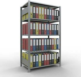 Schulte Lagertechnik Büro-Steckregal MultiPlus150, Grundregal mit 5 Fachböden und Mittelanschlag, silbergrau/verzinkt, B: 100 cm, T: 60 cm, H: 180 cm - Bild 2