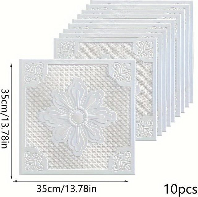 10 Stück selbstklebende 3D-Blumen-Wandpaneele von SZ-Damai in Weiß, wasserdicht und schmutzabweisend aus PVC - Bild 1