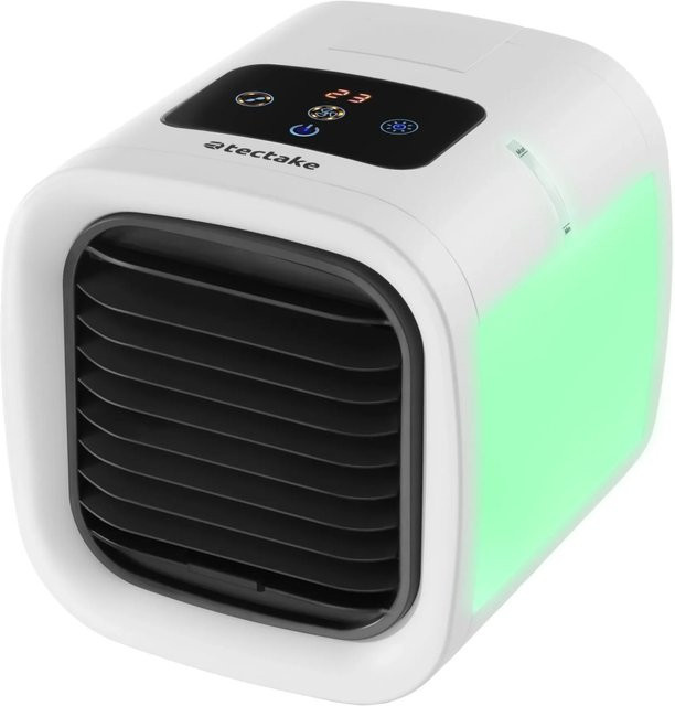 Tectake 3in1 Luftkühler Frosty in Weiß mit 5 Geschwindigkeitsstufen, 2 Kühlstufen und 8-farbiger LED-Beleuchtung, B/T/H: 17 x 16,5 x 50 x 18 cm - Bild 1