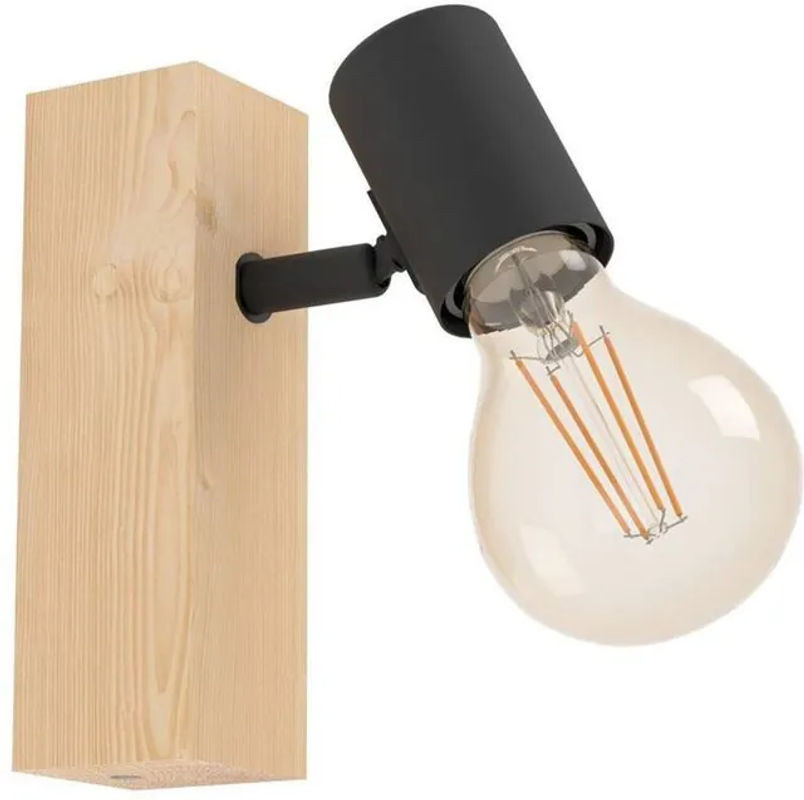 Eglo Townshend Strahler Wand- und Deckenleuchte in Braun-Schwarz mit E27 Fassung - Bild 1