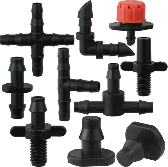 KESLA Widerhaken-Anschlüsse für Tropfbewässerung, 50 Stück, Schwarz, 4/7 mm Schlauchanschlüsse für Garten und Rasen - Bild 1