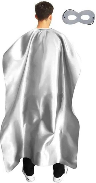 Fujmhyk Superhelden-Umhang mit Augenmaske, Halloween-Kostüm-Set, 2-teiliges Set, silber - Bild 1