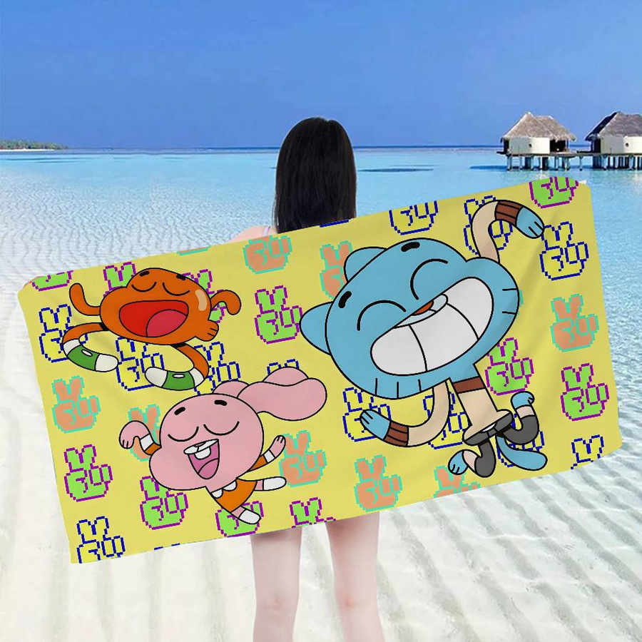 Strandtuch Gumball Anime Motiv Mikrofaser Saugfähig und Schnelltrocknend, Multicolour, 30 x 30 cm - Bild 2