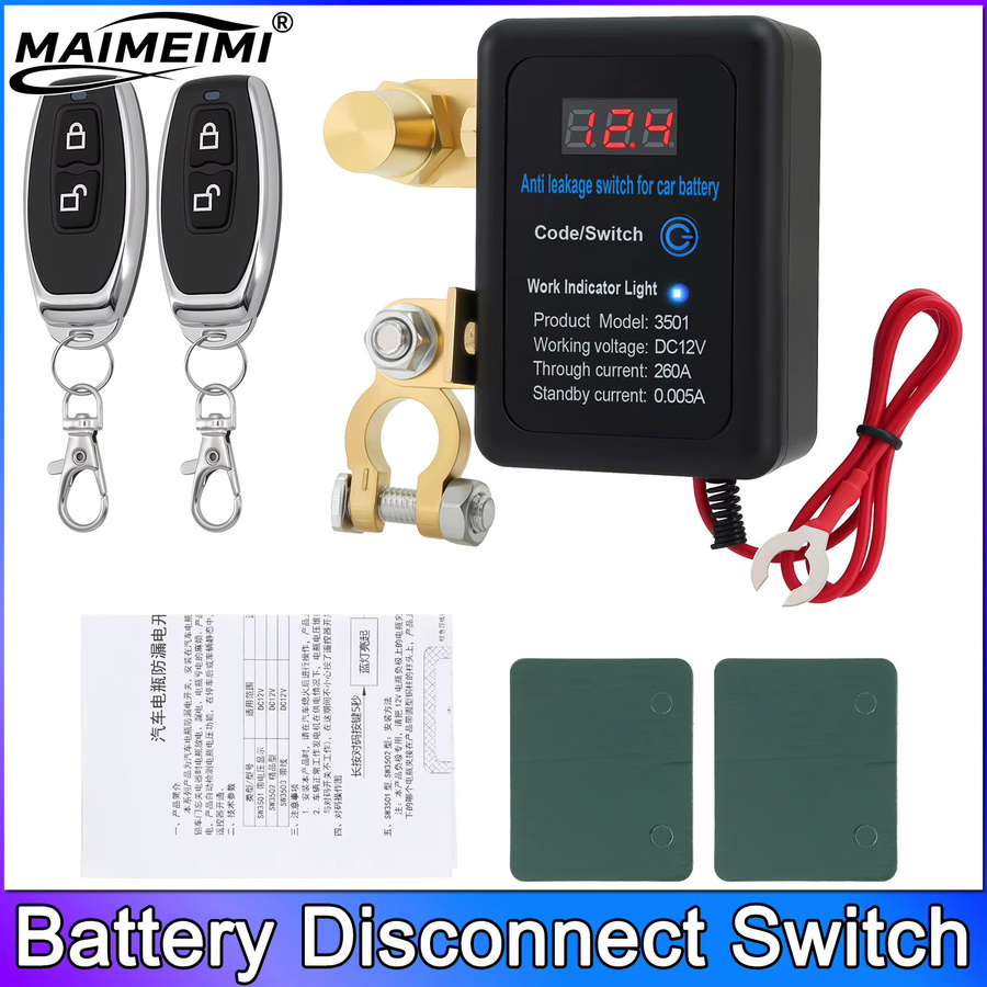 RYSJM Batterie-Hauptschalter mit Fernbedienung 12V, 240A Killschalter mit 433MHz Diebstahlschutz, Schwarz - Bild 3