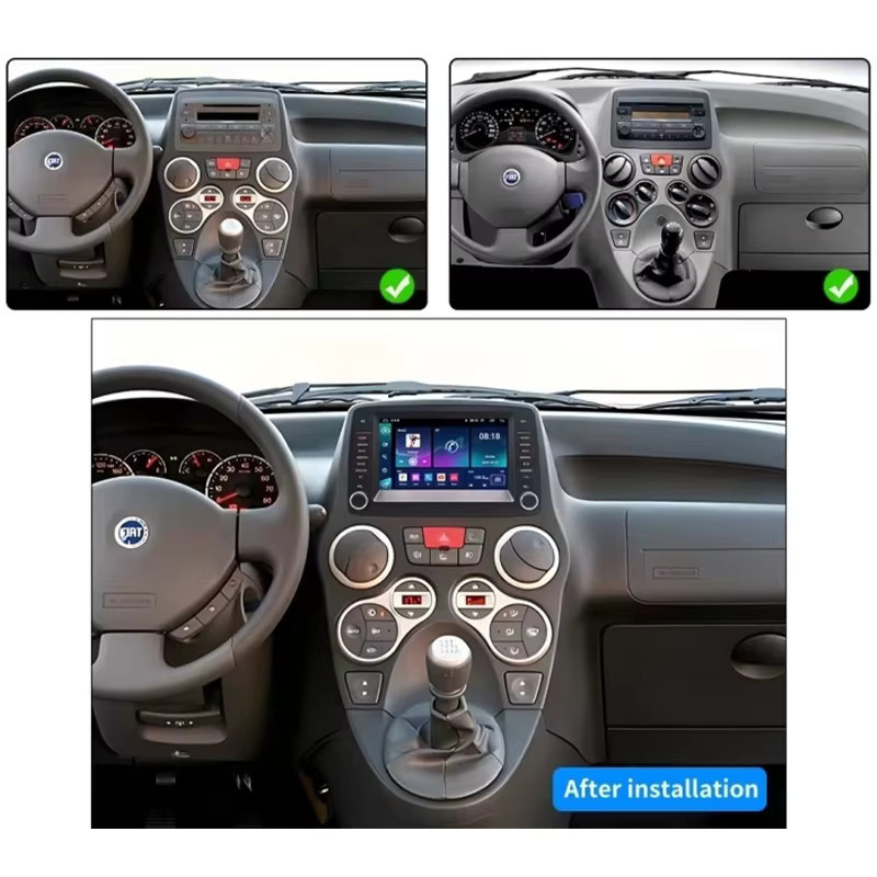 ESSGOO Multimedia Autoradio mit Android 15 und 7 Zoll Touchscreen für Fiat Panda 2003-2012, GPS Navigation, Wireless CarPlay, Android Auto, Bluetooth und Mirror Link, Farbe: Schwarz - Bild 2