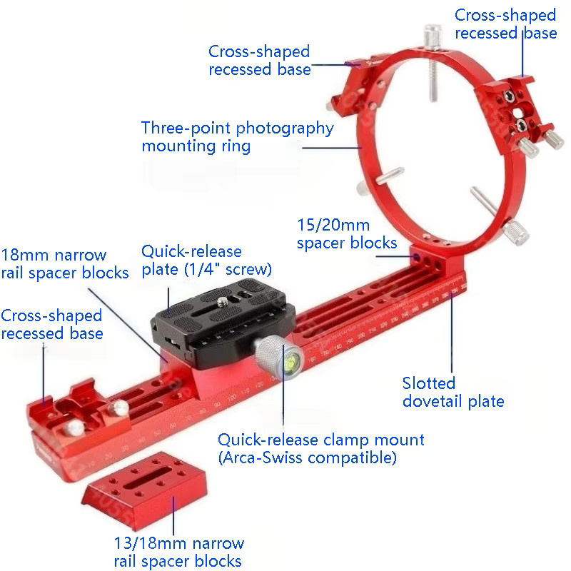 Angeleyes Multifunktionales Kamera Fotografie Ständer Set mit Astronomischem Teleskop Äquatorialer Guide Star in Rot - Bild 2