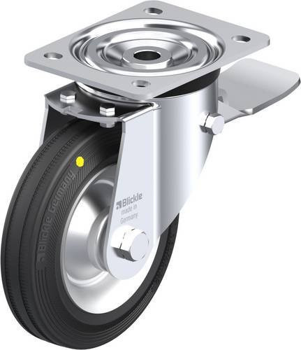 Blickle Lenkrolle L-V 162R-ST-EL mit Feststeller, Rad-Durchmesser: 160 mm, Tragfähigkeit: 135 kg, Farbe: Silber/Schwarz - Bild 1