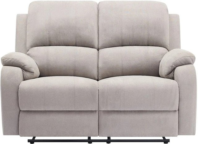 Vente-unique Relaxsofa Brody in Lichtgrau mit Mikrofaser und Armlehnen, Breite: 148 cm - Bild 1