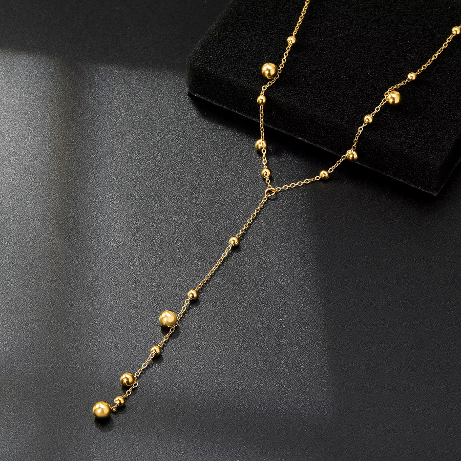 LUXUSTEEL Halskette Edelstahl, Gold, Perle, Damen - Bild 2