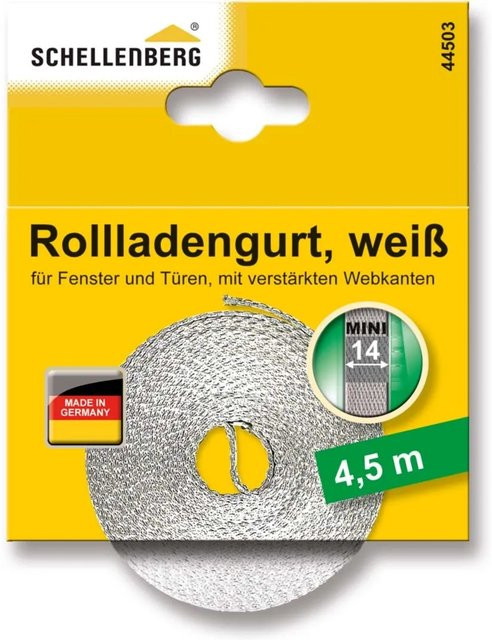 Schellenberg Rollladengurt Mini in Weiß mit 14 mm Breite und 4,5 m Länge - Bild 1