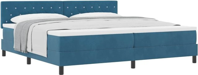 vidaXL Boxspringbett mit Matratze in Dunkelblau aus Samt, B/T/H: 200 x 200 x 203 cm - Bild 1