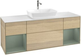 V&B Waschtischunterschrank Finion in Weiß und Eiche Lack, Breite: 160 cm, Tiefe: 50,1 cm, Höhe: 50,1 cm - Bild 1