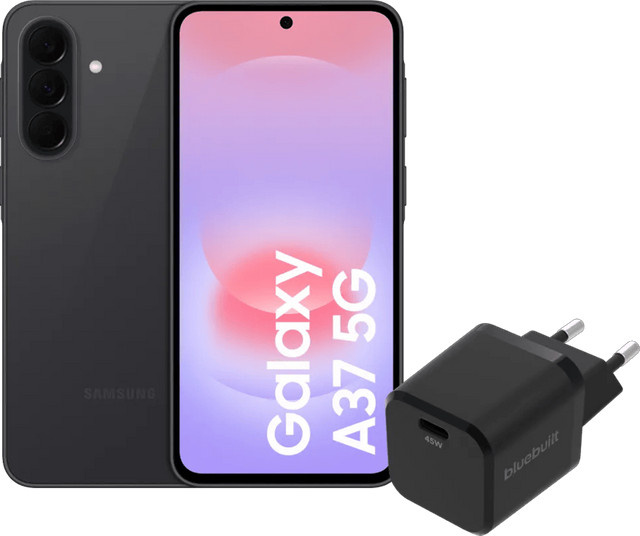 Samsung Galaxy A37 5G Smartphone 128GB Schwarz inklusive BlueBuilt 45W USB-C Ladegerät - Bild 1