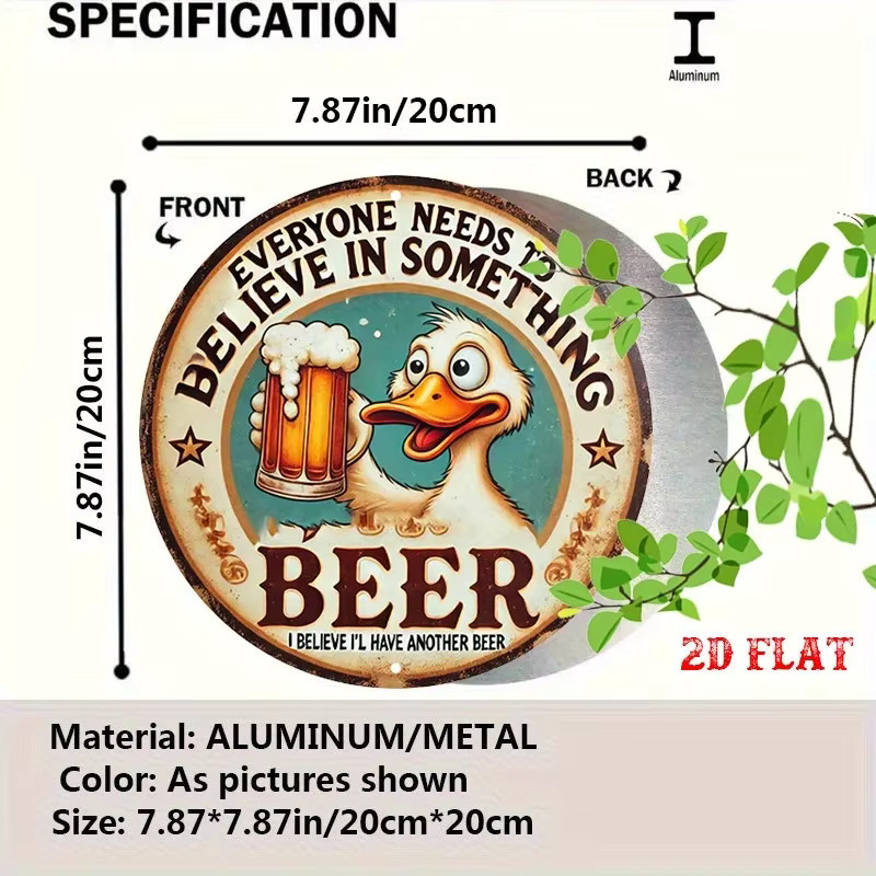 Rundes Aluminium-Blechschild Potdemiel in Orange für deine Bier-Wanddekoration im rustikalen Stil, Durchmesser: 20 cm - Bild 2