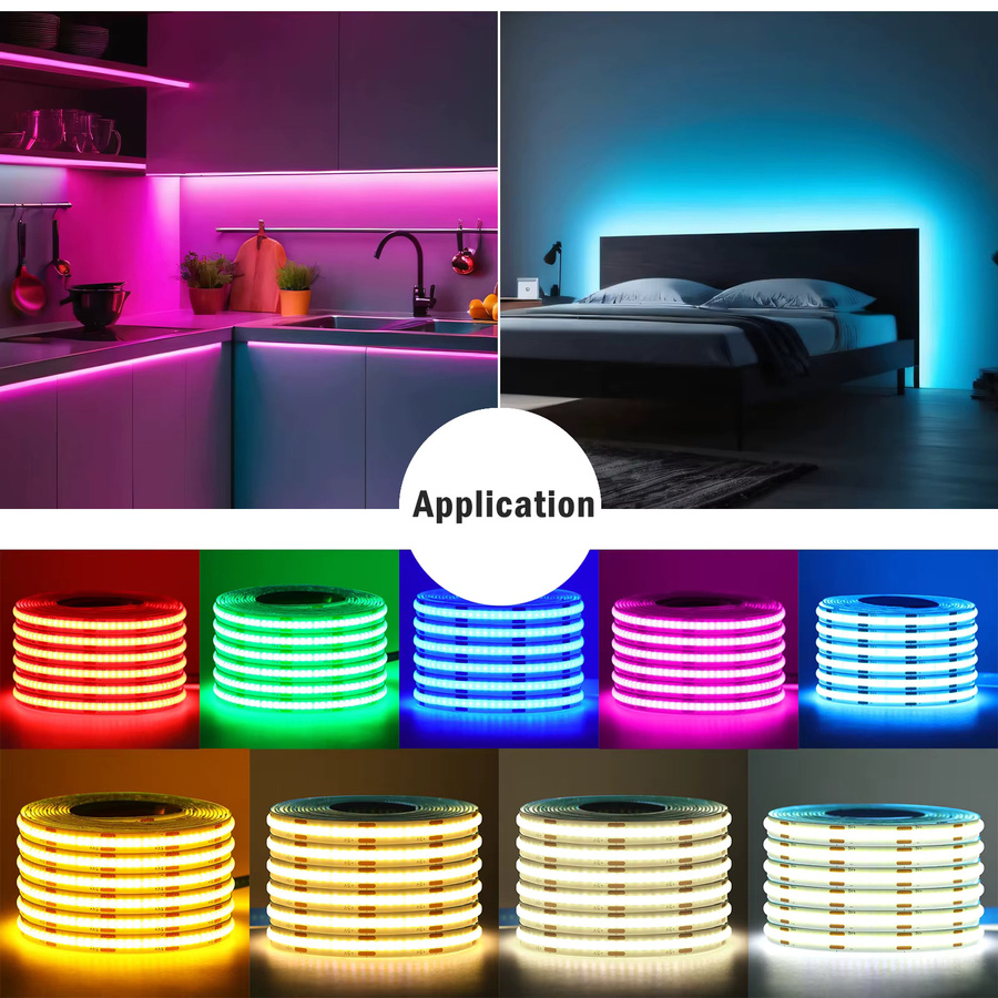 HEGEHE Dimmbare COB LED-Lichtleiste mit 8 Modi und Batteriefach, Flexibles RGB LED-Band für TV-Hintergrundbeleuchtung in Weiß, Rot, Blau, Pink und Grün - Bild 2