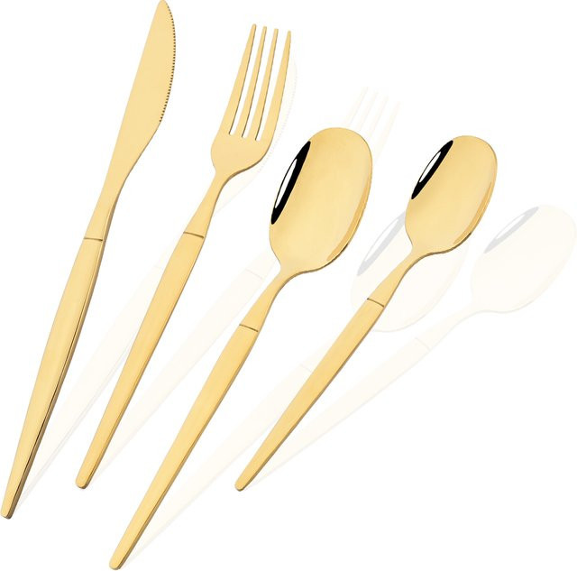 Zoseil Besteckset aus Edelstahl in Gold, 4-teiliges Set mit Löffel, Gabel und Messer, poliert - Bild 1