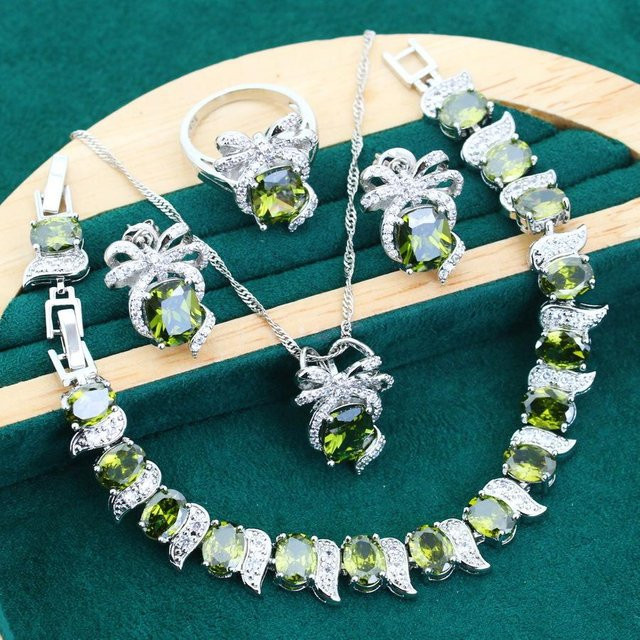 YIRAN Jewelry Schmuck-Set, Ohrringe, Ring, Halskette, Zirkonia, Kupfer, Silber, Unisex - Bild 1