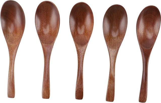 5er Set CosyHome Handgefertigte Suppenlöffel im Japanischen Stil aus Holz, Braun, Länge: 15,24 cm - Bild 1