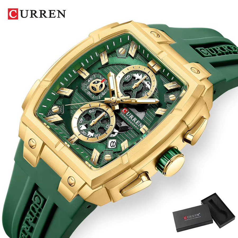 CURREN Chronograph, Quarz-Armbanduhr, Silikonarmband, Gold, Herren - Bild 2