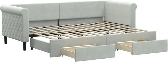 vidaXL Tagesbett ausziehbar mit Schubladen in Hellgrau und Samt-Bezug B/T/H: 80 x 200 x 90 cm - Bild 1