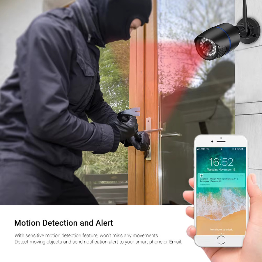 Hamrolte 5MP WLAN-Kamera für den Außenbereich, wasserdichte kabellose IP-Kamera in Schwarz mit Audioaufzeichnung, iCSee und Xmeye Cloud Unterstützung - Bild 2