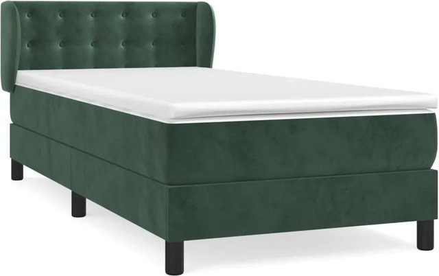 vidaXL Boxspringbett mit Matratze aus Samt in Grün, B/T/H: 80 x 200 x 88 cm - Bild 1