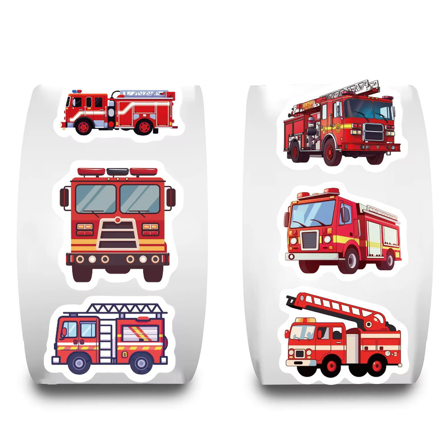 500 Stück PickJoy Feuerwehrauto Aufkleber im Cartoon-Design für Scrapbooking und Graffiti, Mehrfarbig - Bild 2