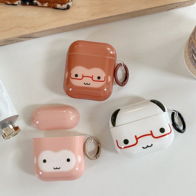 Niedliche Schutzhülle mit Brillenmuster für Apple AirPods Pro, Pro 2, Pro 3, AirPods 1, 2, 3, 4 in Pink - Bild 1