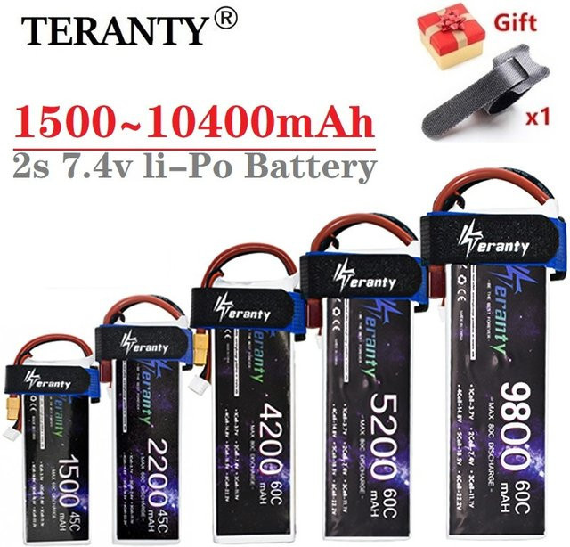TERFPV 2S LiPo Akku 7,4 V mit XT60 Anschluss für RC Hubschrauber und Autos, 1500 mAh - Bild 1
