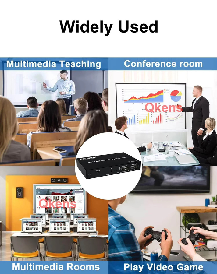 RULLZ HDMI Switch Splitter 2x4 mit 4K 60Hz, Audio-Extraktor mit 3,5mm Klinke und SPDIF, Video-Verteiler Konverter in Schwarz - Bild 3