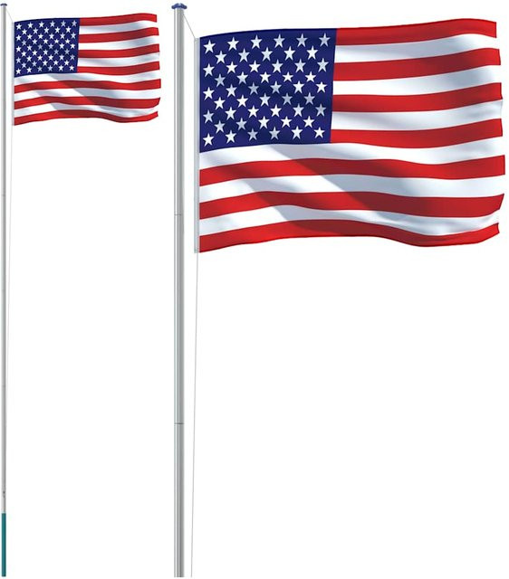 Yiwydaa Flagge der Vereinigten Staaten aus Polyester mit Aluminium-Fahnenmast und Messing-Details, Multicolor, Höhe: 6,08 m - Bild 1