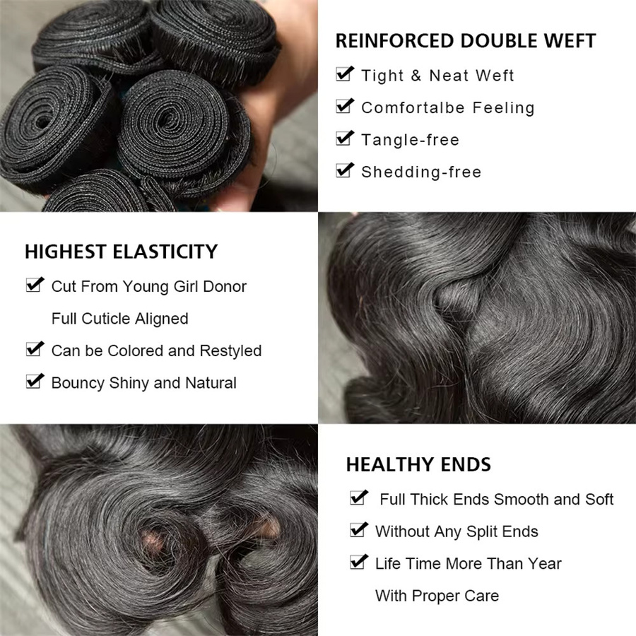 Eddfine Body Wave Brasilianisches Remy Echthaar, Welliges Haarverlängerung - Bild 5
