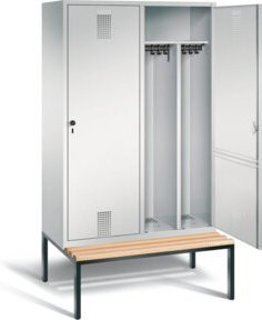 C+P Möbelsysteme Evolo Spind Schwarz-Weiss, Front Lichtgrau, Korpus Lichtgrau, Gestell Schwarzgrau, H x B x T: 209 x 119 x 50 cm - Bild 1