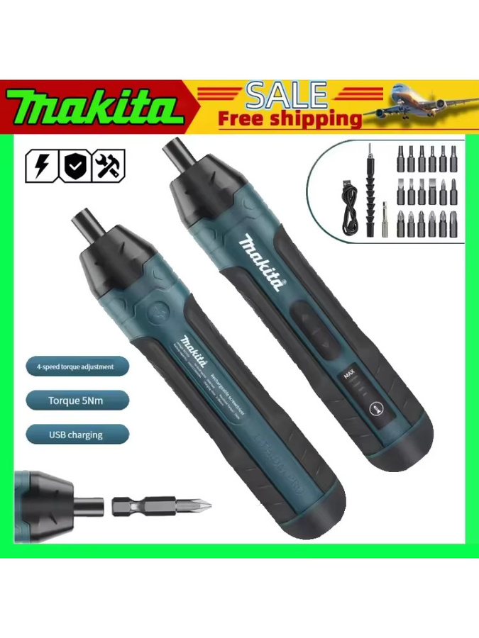 Makita kabelloser elektrischer Schraubendreher in Petrol mit 1300 mAh wiederaufladbarem Akku und 2er-Set - Bild 7
