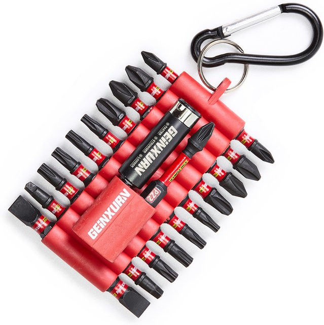Geinxurn 22-teiliges Set magnetische Schraubendreher-Bits aus S2-Stahl mit Bithalter und Organizer-Hülse (Torx, Schlitz, Phillips, SQ2) - Bild 1