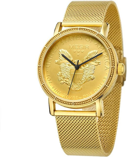MEGIR Armbanduhr Quarz, Gold, Zinklegierung, Milanaise, Herren - Bild 1