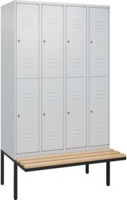 C+P Doppelstock-Spind Classic PLUS Sitzbank mit 4 Abteilen, Buche-Hartholz Sitzfläche, B/T/H: 212 x 120 x 81,5 cm - Bild 1