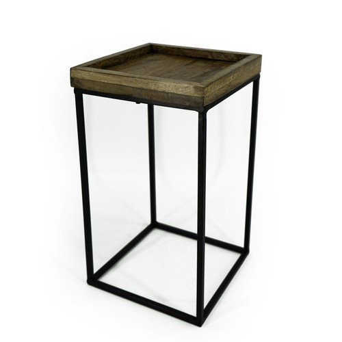NOOR living Beistelltisch-Set aus Mangoholz und Metall in Schwarz und Braun, B/T/H: 33 x 33 x 52 cm - Bild 3