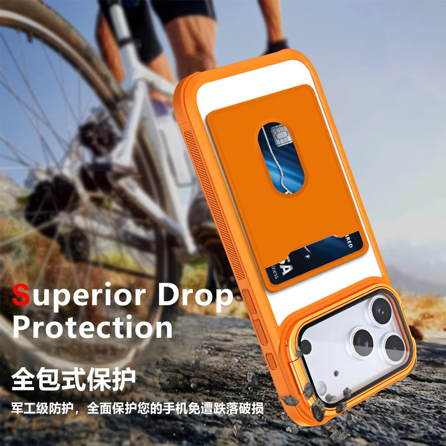 szHAIyu Transparente Handyhülle mit Acryl-Kartenhalter und Kameraständer für iPhone 11 bis iPhone 17 Air Pro Max, stoßfeste Schutzhülle - Bild 4