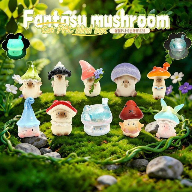 Pai Cat Mushroom Dreamy Blind Box Harz-Cartoon-Figuren Ornamente in Multicolor für deine Desktop-Dekoration - Bild 1