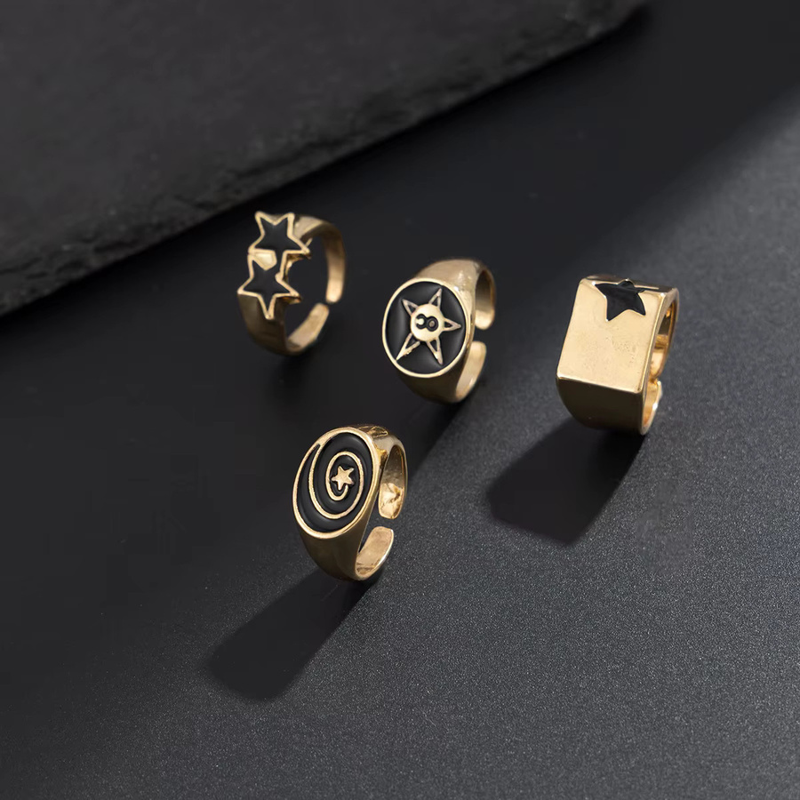 SHIXIN Ringe, Punk Pentagramm, Gold, Herren - Bild 2