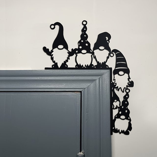 DDPNKL Weihnachtsmann Tür-Eckdekor aus Eisen in Schwarz als klassisches Hängeschild für Weihnachten und Thanksgiving - Bild 1