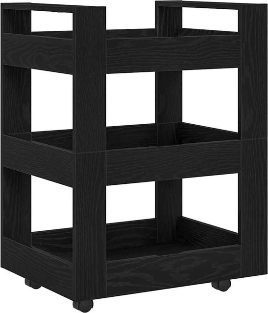 vidaXL Küchentrolley in Eiche Schwarz mit Rollen B/T/H: 60 x 45 x 80 cm - Bild 1