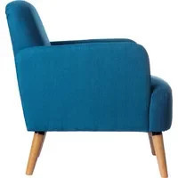 Paperflow Sessel Brooks mit Massivholzgestell und Stoffbezug in Blau im Retro-Design - Bild 1