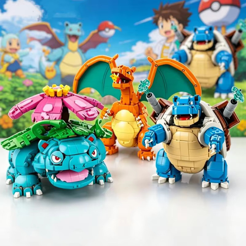 Potdemiel Pokémon Venusaur Charizard Blastoise Bausteine Modell-Spielzeug, 6838 Teile, ab 14 Jahre - Bild 3