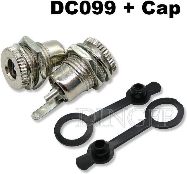 DC-Steckdose Buchse aus Metall mit wasserdichter Kappe in Silber, Maße: 5,5 mm x 2,1 mm oder 5,5 mm x 2,5 mm oder 5,5 mm x 1,3 mm - Bild 1