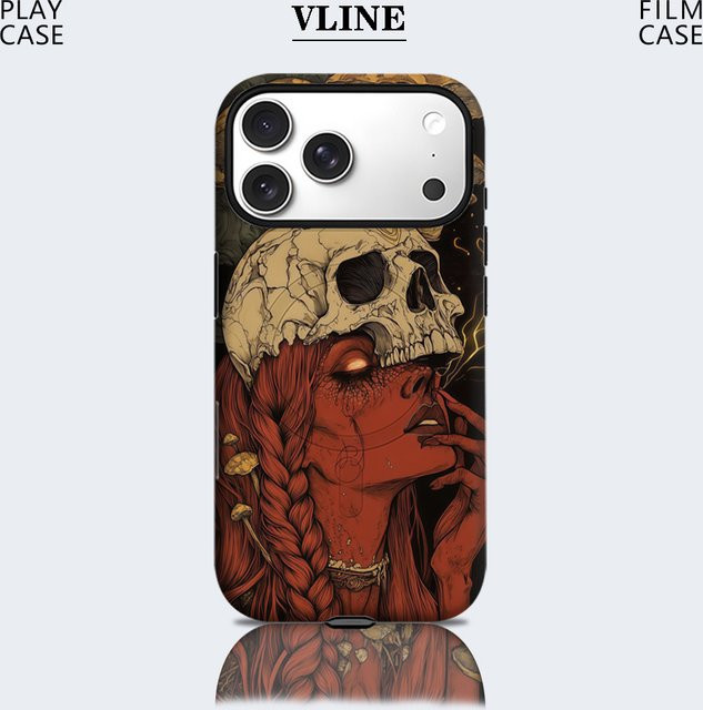 Robuste iPhone Handyhülle mit Totenkopf- und Pilz-Design für Apple iPhone 17 16 15 14 13 Pro Max Plus, magnetisch, Mehrschicht-Schutz, Multicolor - Bild 1