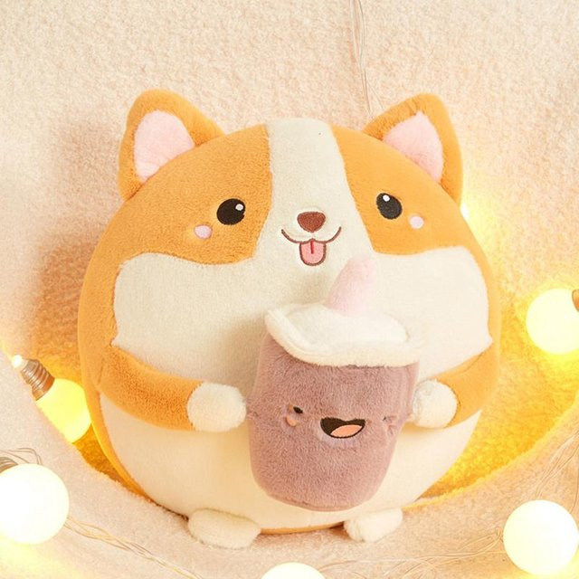 Yiran toy Boba Tier Plüschtier, Corgi Hund Bär Katze Hai, Bunt / Mehrfarbig - Bild 1